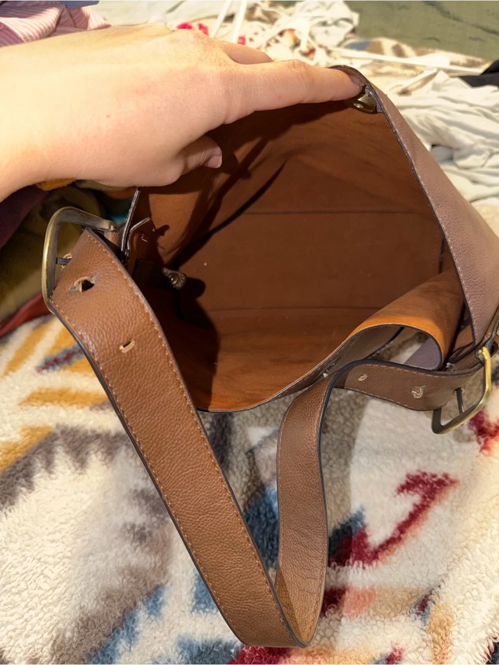 Women's Taupe Shoulder Tote Bag with Brown Straps